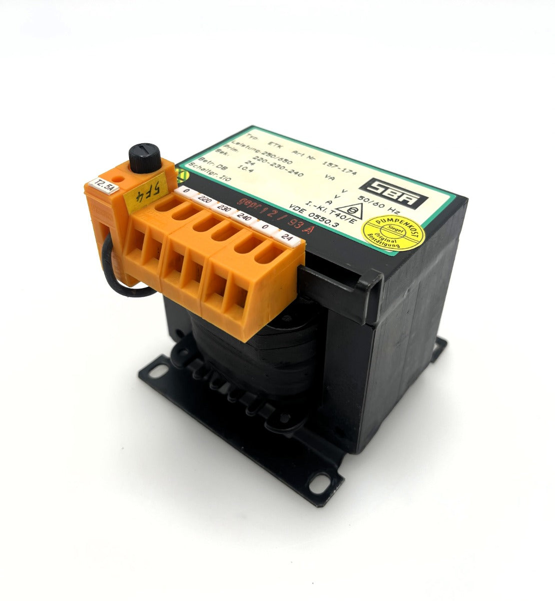 SBA ETK  157-174 Trafo pri 220 230 240V sec 24V  250VA  T10/105