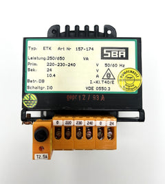 SBA ETK  157-174 Trafo pri 220 230 240V sec 24V  250VA  T10/105