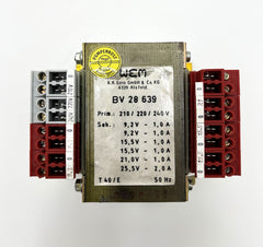 WEM BV 28639 Trafo pri 210 / 220 / 240V sec 9,2V - 25,5V 1-2A   T10/107