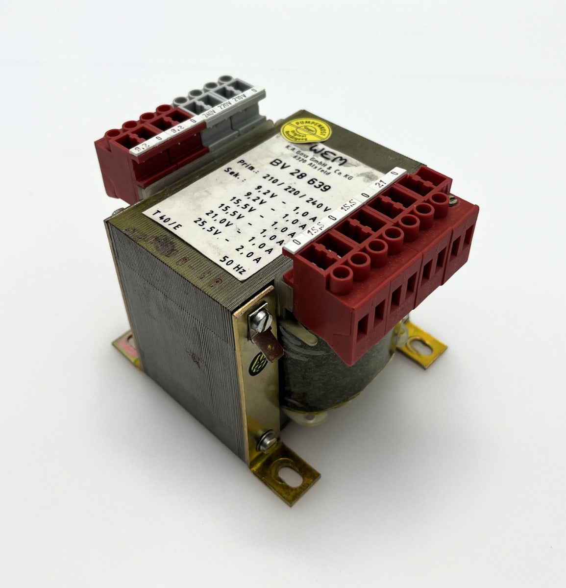 WEM BV 28639 Trafo pri 210 / 220 / 240V sec 9,2V - 25,5V 1-2A   T10/107