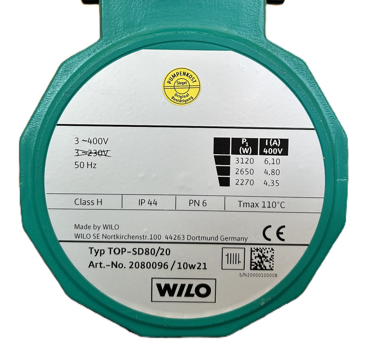 Wilo Top S 80 / 20 Pumpenkopf 3x400 V Heizungspumpe Umwälzpumpe P20/24