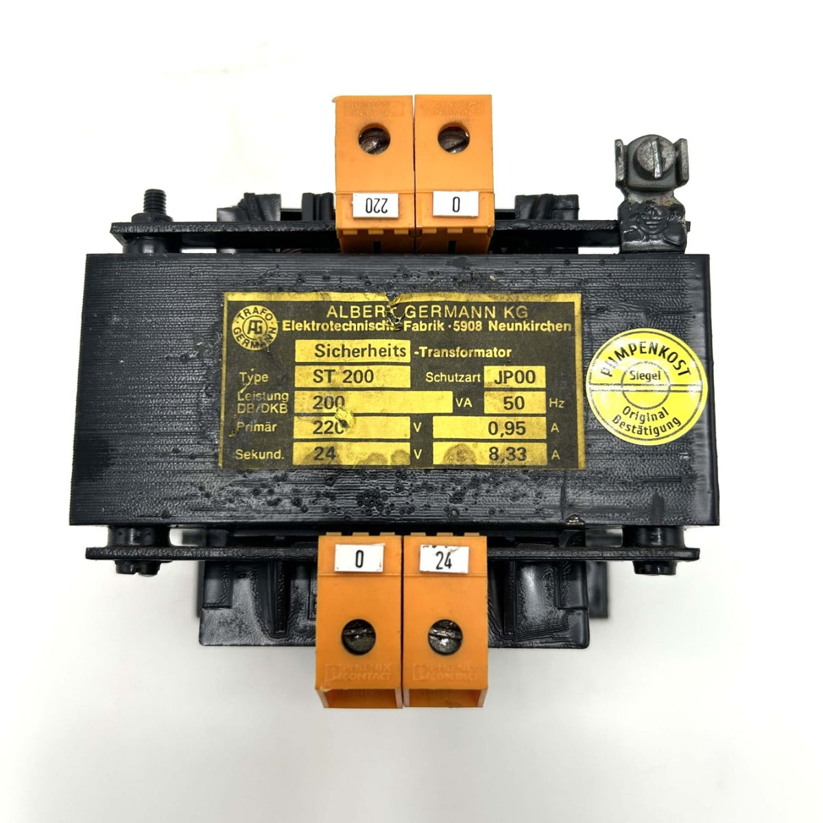 Albert Germann ST 200 Transformator 220V → 24V 200VA Sicherheitstrafo T9/129