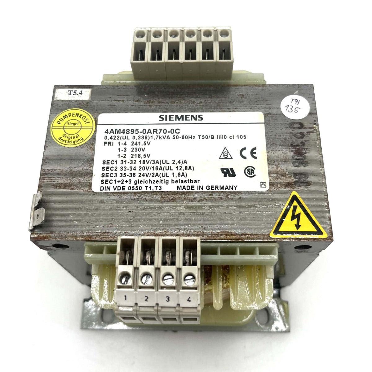 SIEMENS Transformator 218,5–241V 18/20/24V 422VA Trafo Steuertransformator T9/135