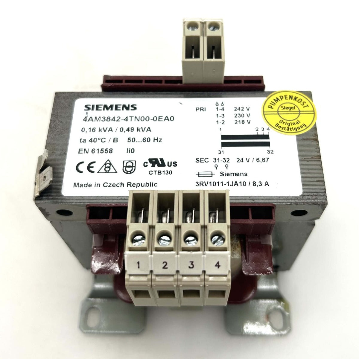 Siemens Transformator 4AM3842-4TN00-OEAO 218-242V → 24V 6,67A 160-490VA  T9/162