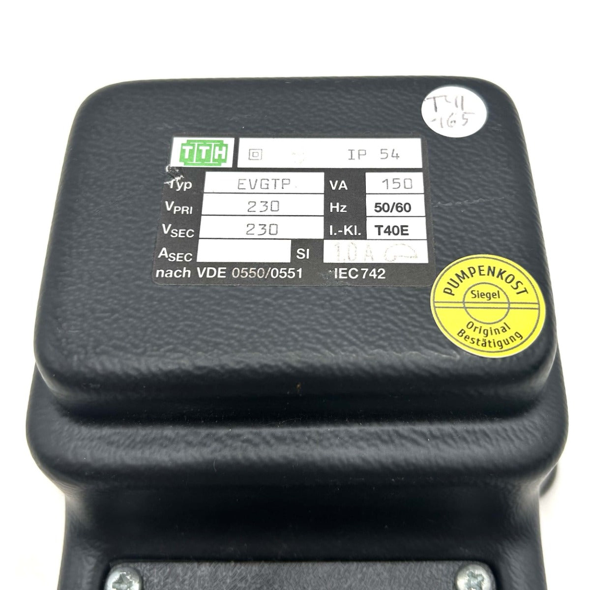 TTH EVGTP Transformator 230V → 230V 150VA Sicherheitstrenntrafo IP54  T9/165