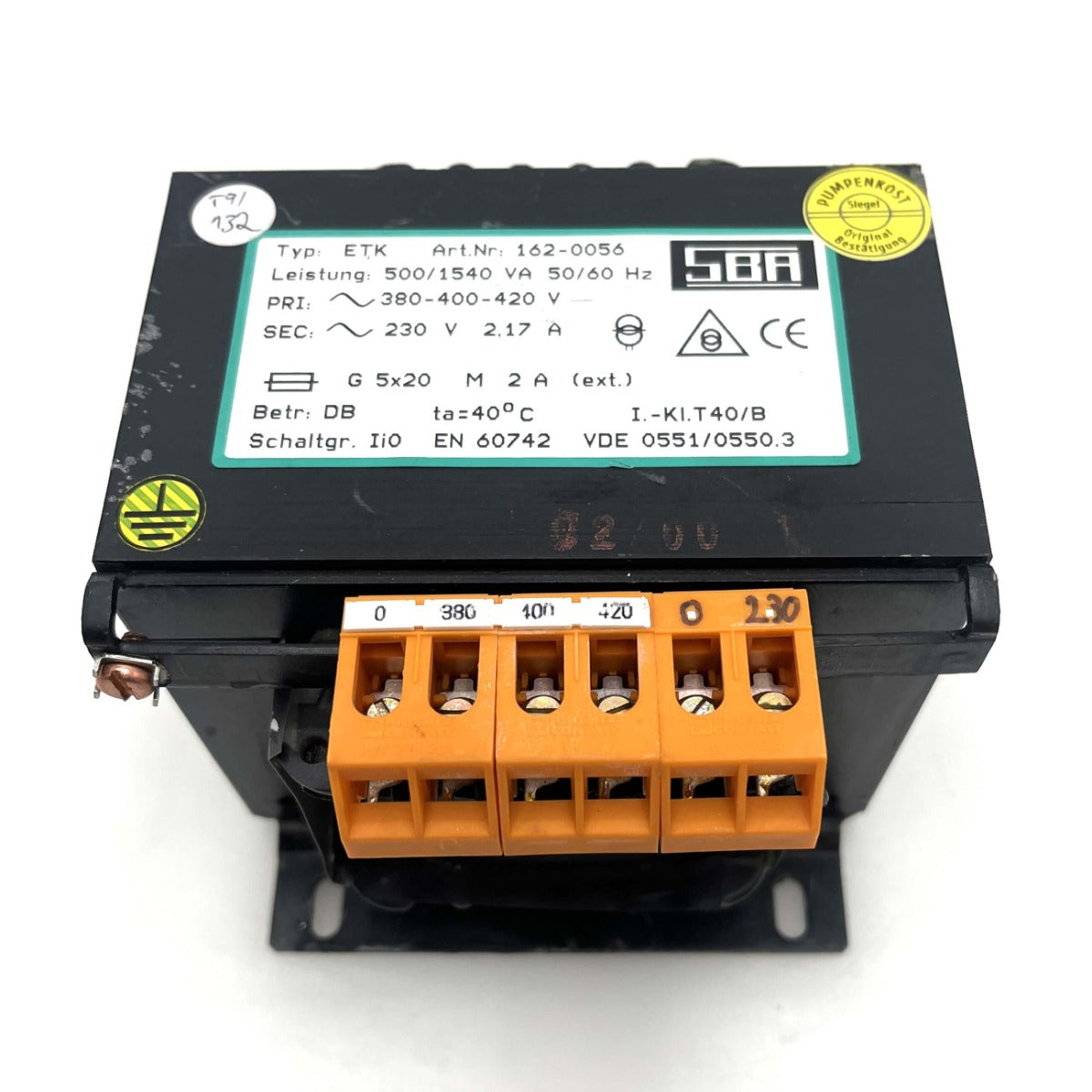 SBA Transformator ETK 380-420V 230V 400VA Industrie Trafo Sicherheitstrenntrafo T9/132