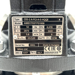 Grundfos CR 5-2 A-FGJ-A-E-HQQE Druckerhöhungspumpe 3x400V 0,37 kW P21/14