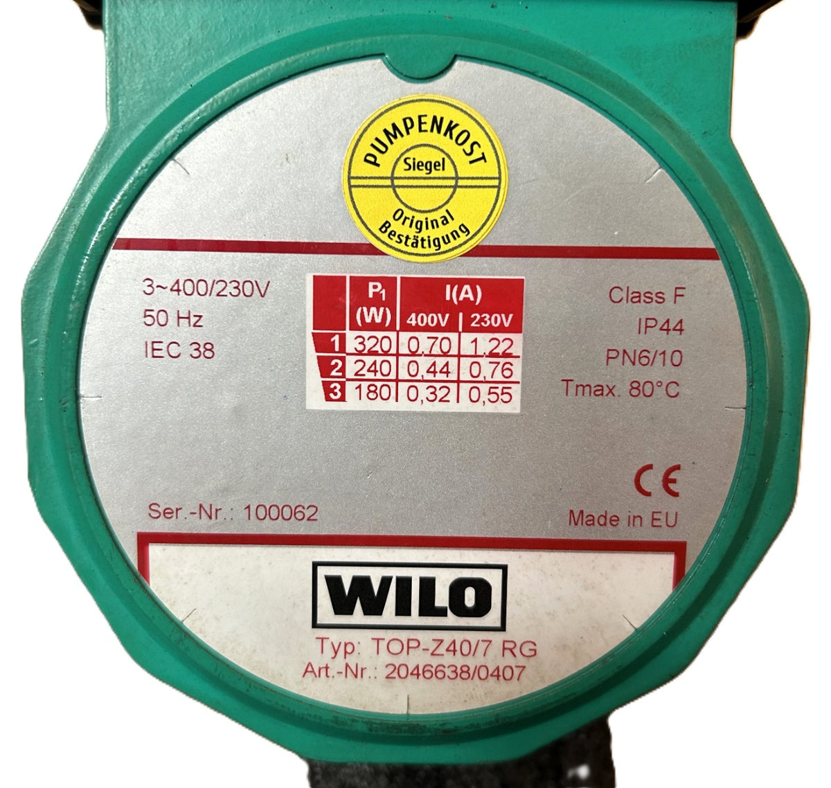 Wilo Z 40/7 RG Zirkulationspumpe 3x400V Trinkwasserpumpe 250mm Rotguss  P11/545