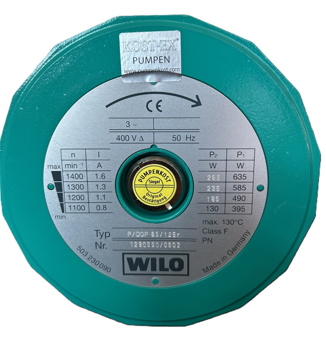 Wilo P 65/125 r Heizungspumpe Pumpenmotor 3x400V  DOP 65/125 r  P16/385