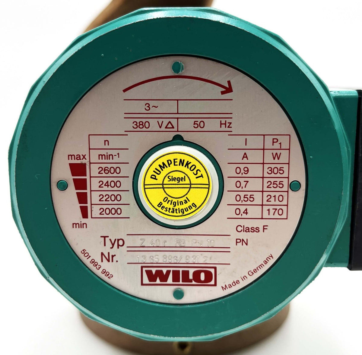 WILO Z 40 r RG 250 Zirkulations- Brauchwasserpumpe 3x400V P9/282