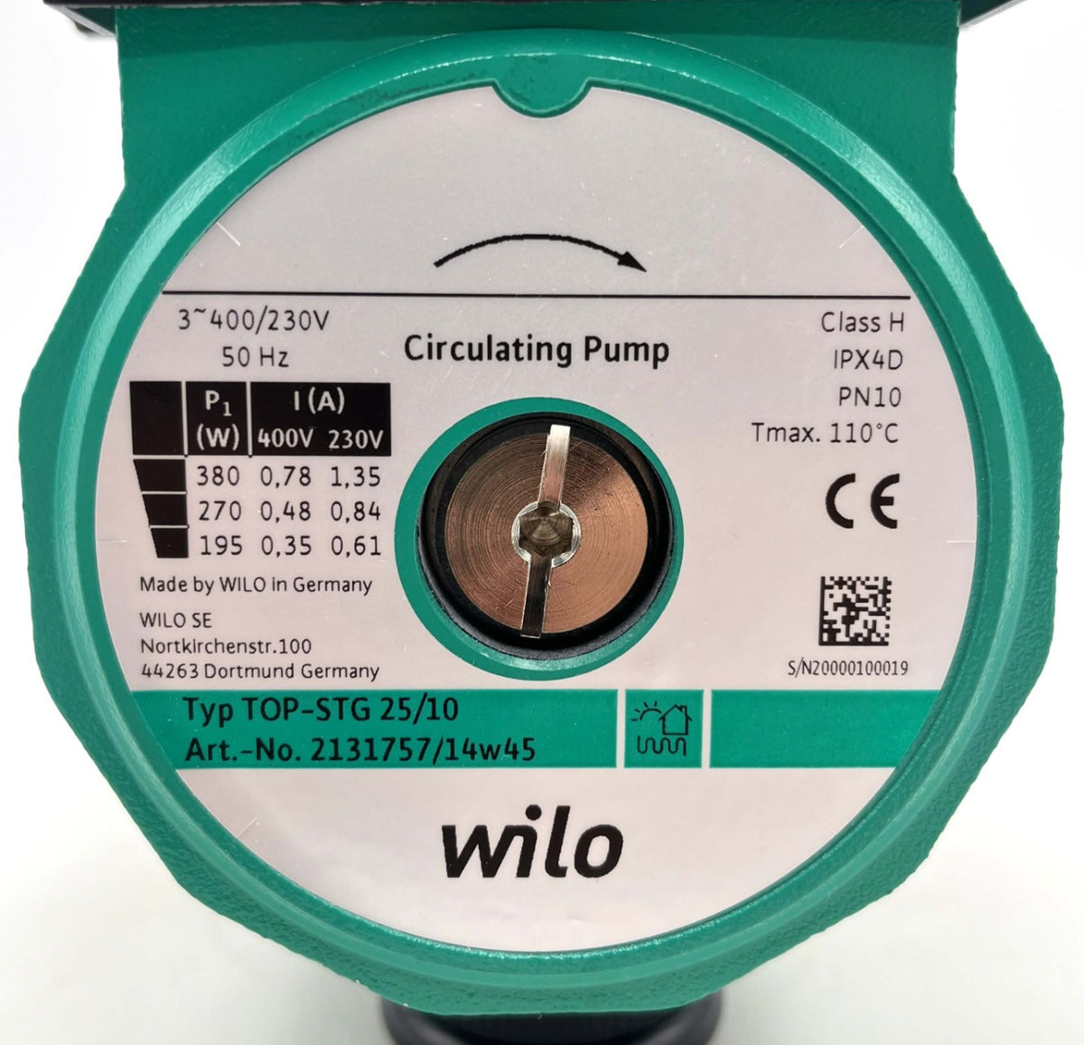 Wilo TOP-STG 25/1-10 Solarpumpe 3×400V Umwälzpumpe Heizungspumpe 180mm  P23/12