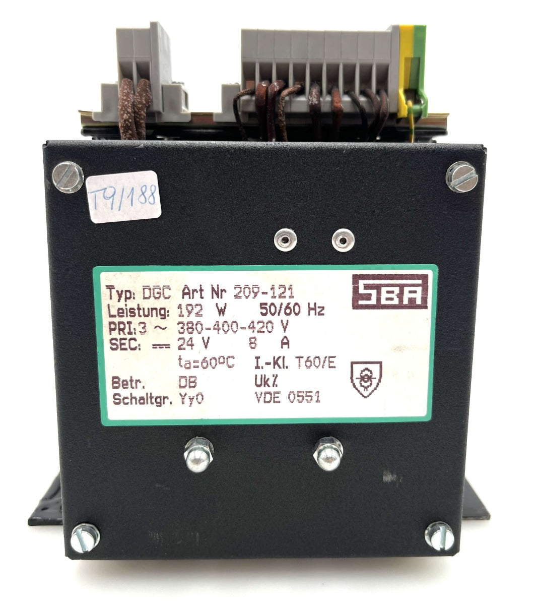 SBA DGC 209-121 Transformator 380/400/420V → 24V DC 192W Industrie Trafo T9/188