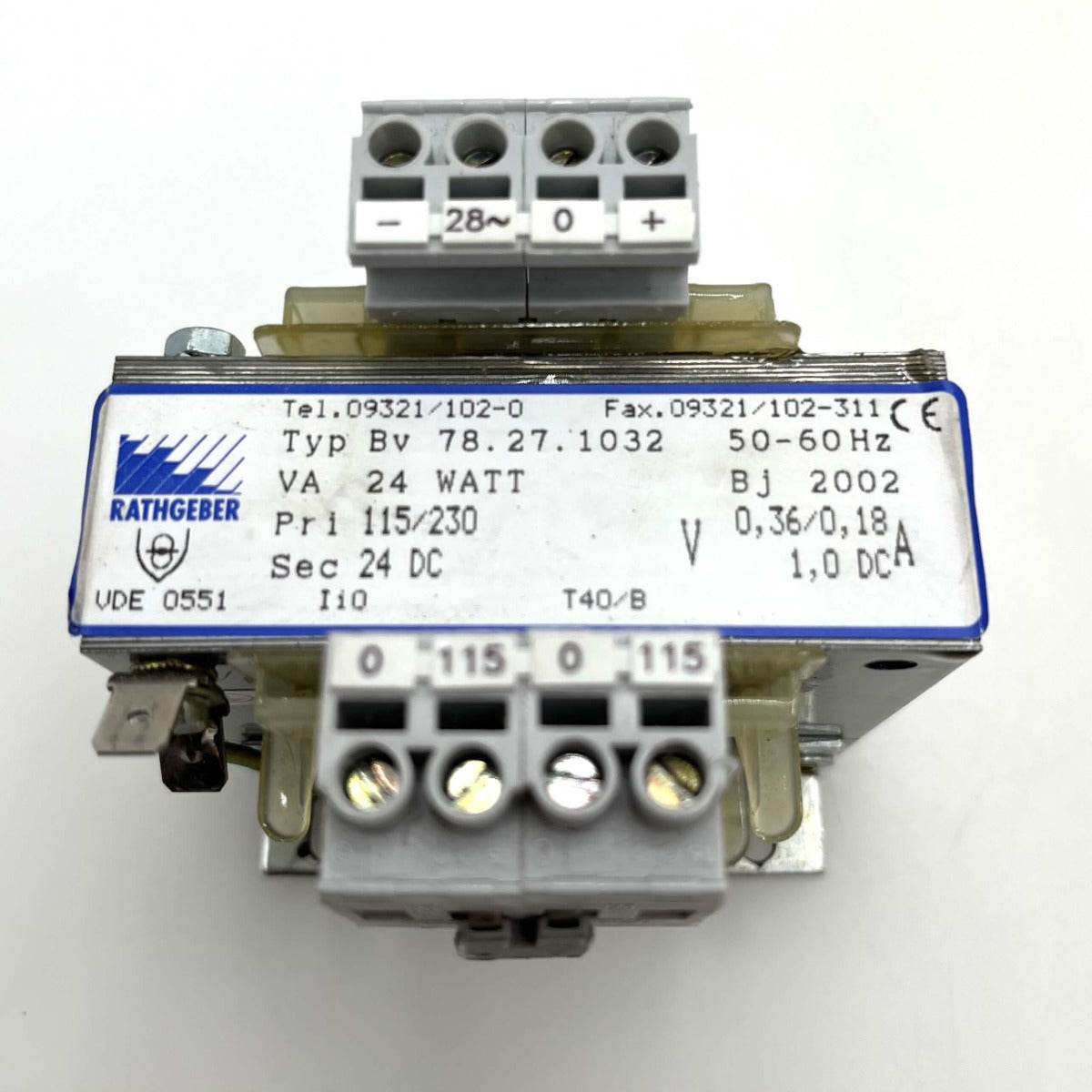 Rathgeber Transformator BV 78.27.1032 115/230V → 24V DC 24VA T9/191