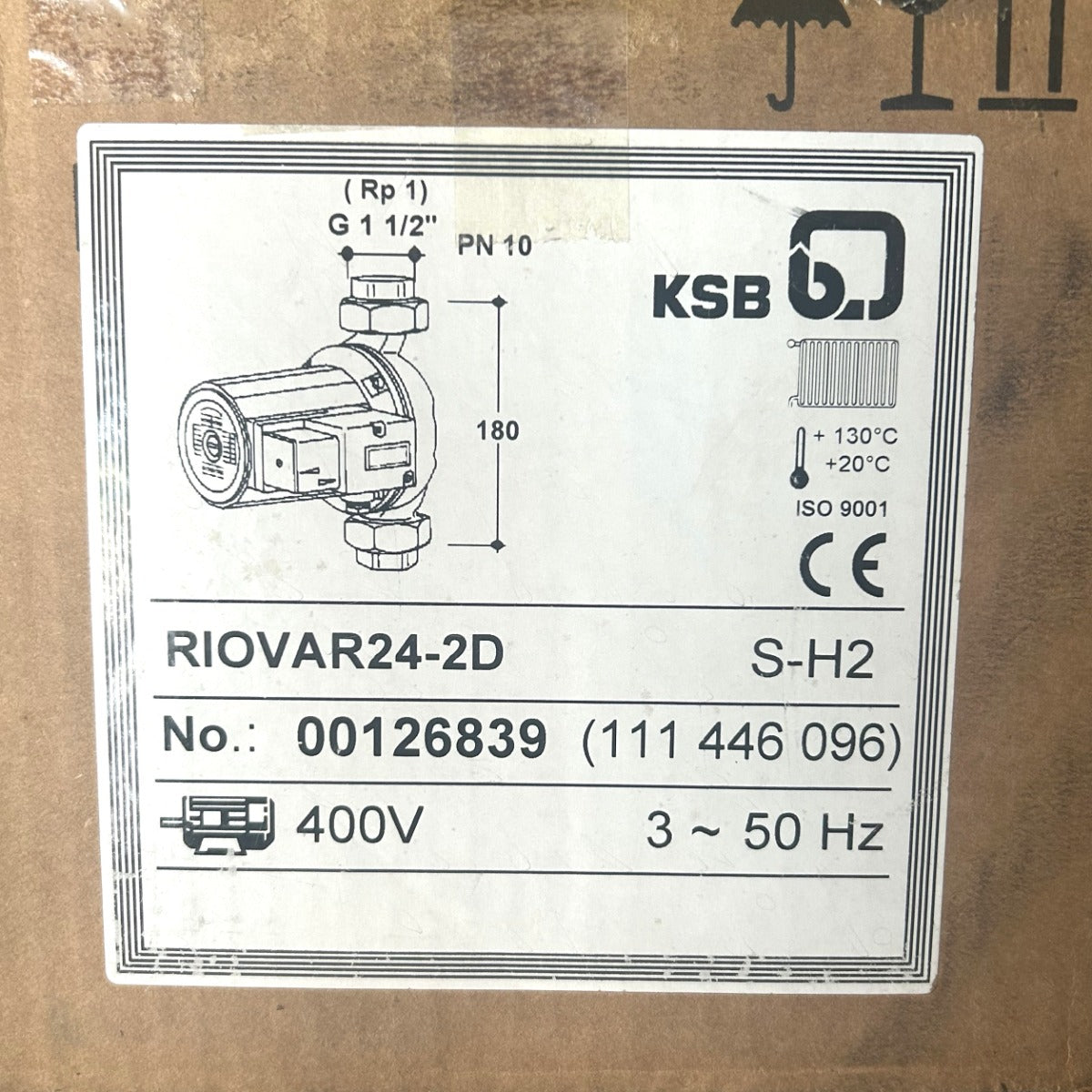 KSB Riovar 24-2 D  S-H2 Heizungspumpe 180mm Umwälzpumpe 3x400V  P14/241