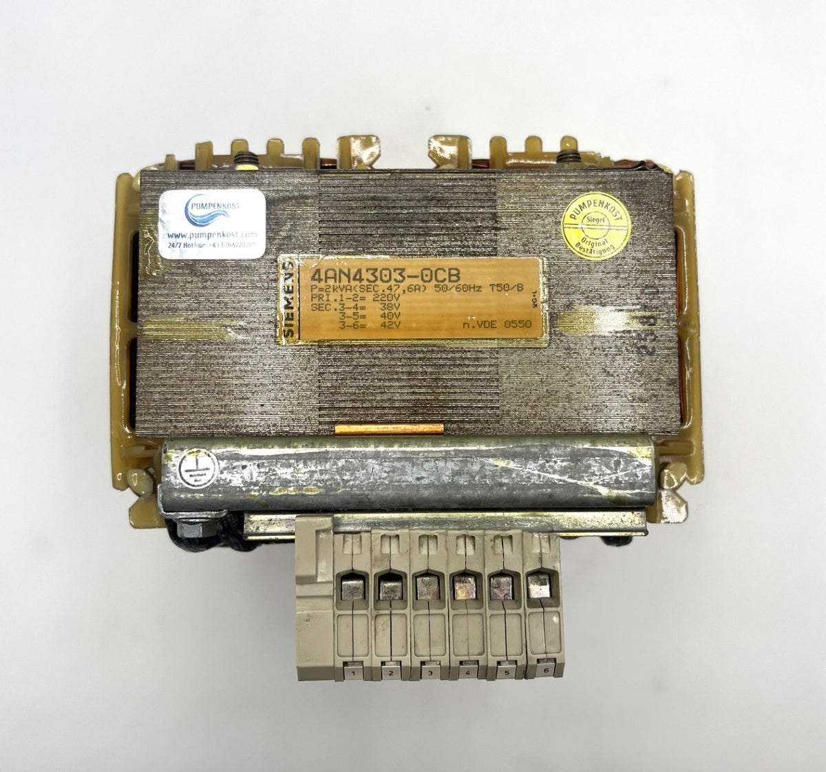 SIEMENS 4AN4303-OCB Trafo primär 220 V sekundär 38 V 40 V 42 V 2 KVA  T9/457