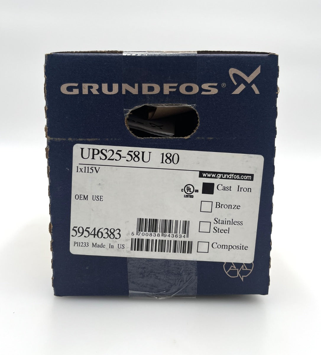 Grundfos UPS 25 - 58 U 180mm Heizungspumpe 1x115V Umwälzpumpe P15/262