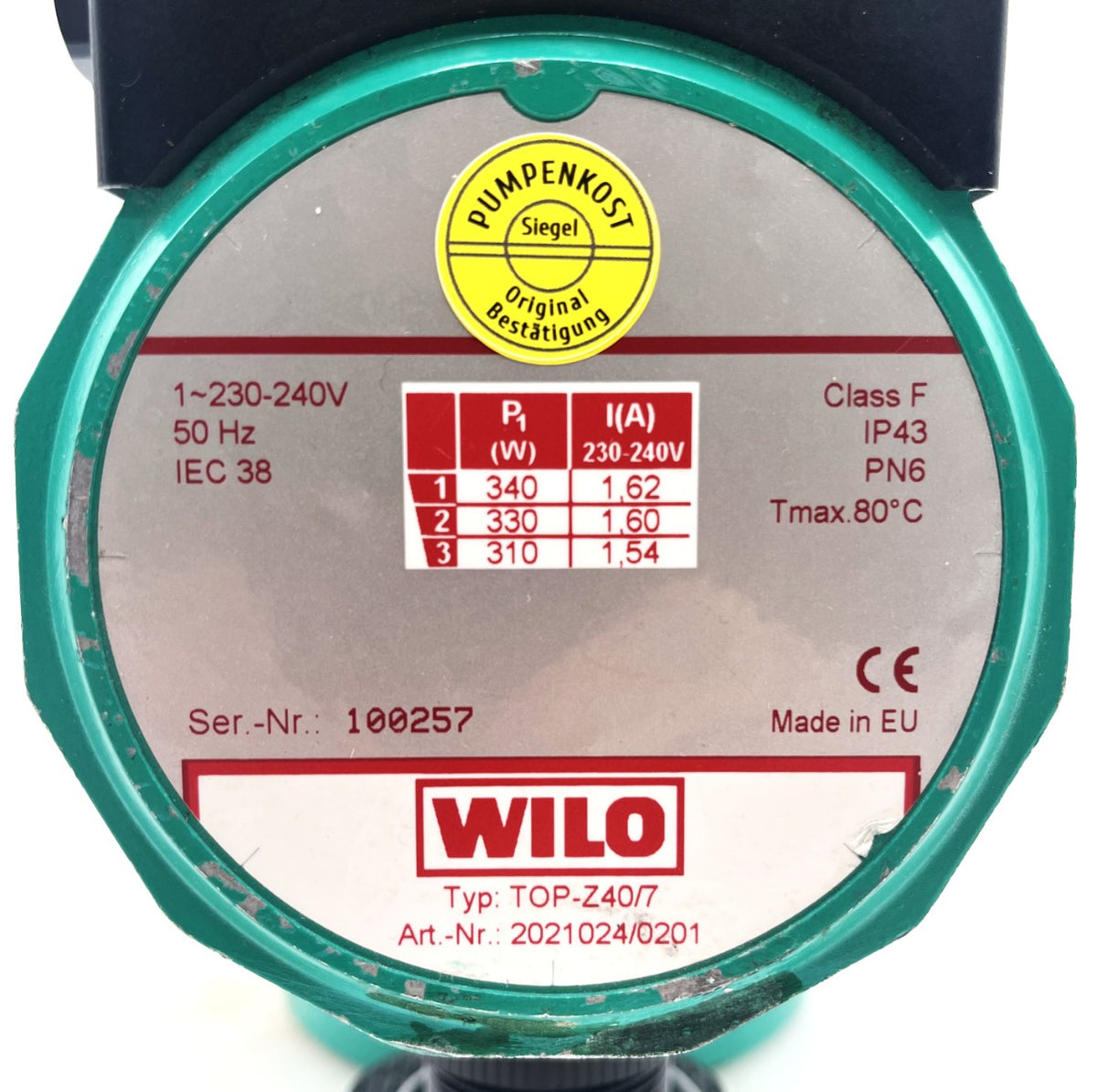 Wilo TOP-Z40/7 Zirkulationspumpe Trinkwasser 1x230V Umwälzpumpe 250mm P23/9