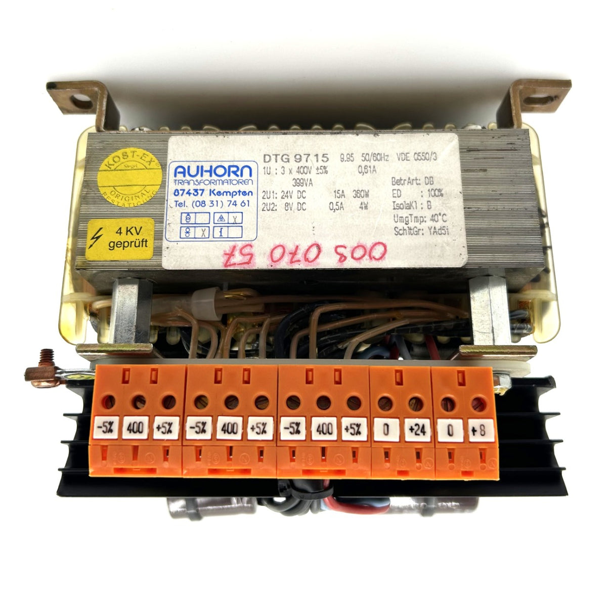 Auhorn DTG 9715 Trafo pri.3x400V + / - 5% sek.24V DC/8V DC 399VA T9/1032