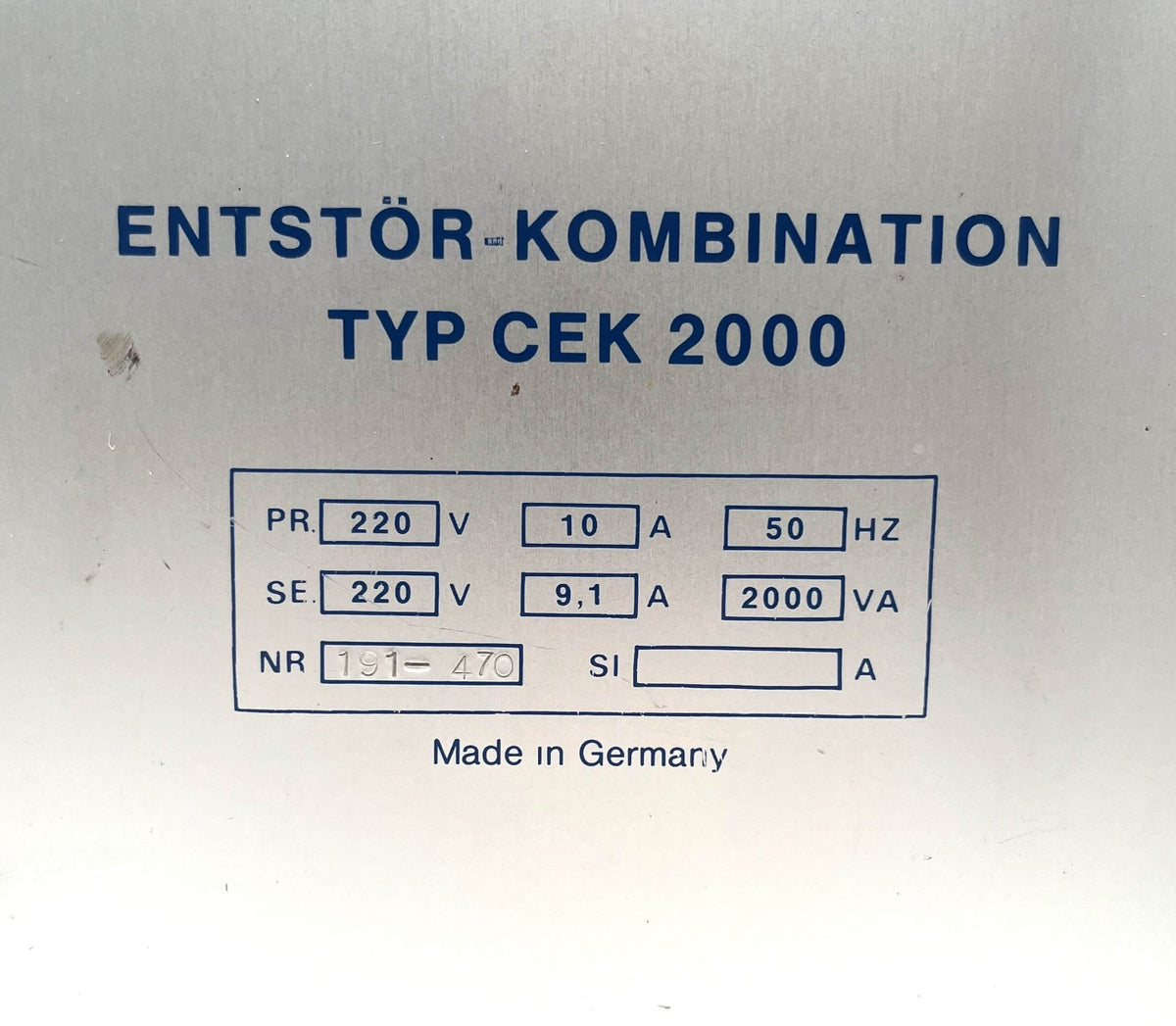 CoNET CEK 2000 Transformator 2000VA Trenntrafo 220V Entstörkombination T9/227