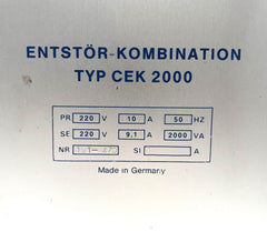 CoNET CEK 2000 Transformator 2000VA Trenntrafo 220V Entstörkombination T9/227
