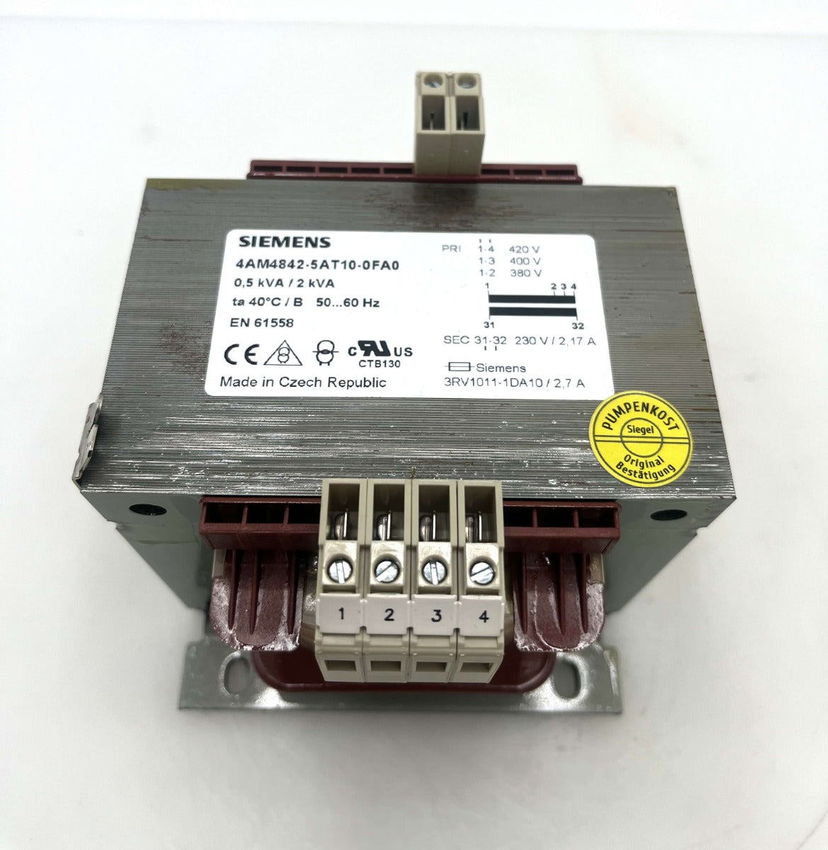 Siemens Transformator 4AM4842-5AT10-OFA0 380-420V → 230V 500VA T9/232