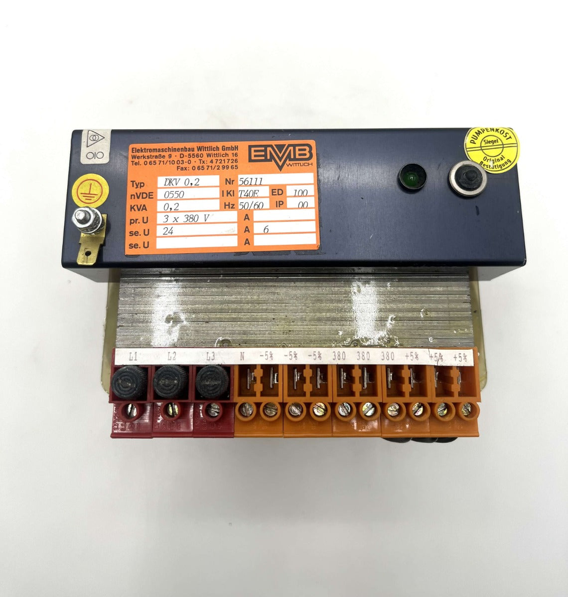 EMB DKV 0,2 Transformator 3x380V → 24V DC 6A 200VA Trafo T9/234
