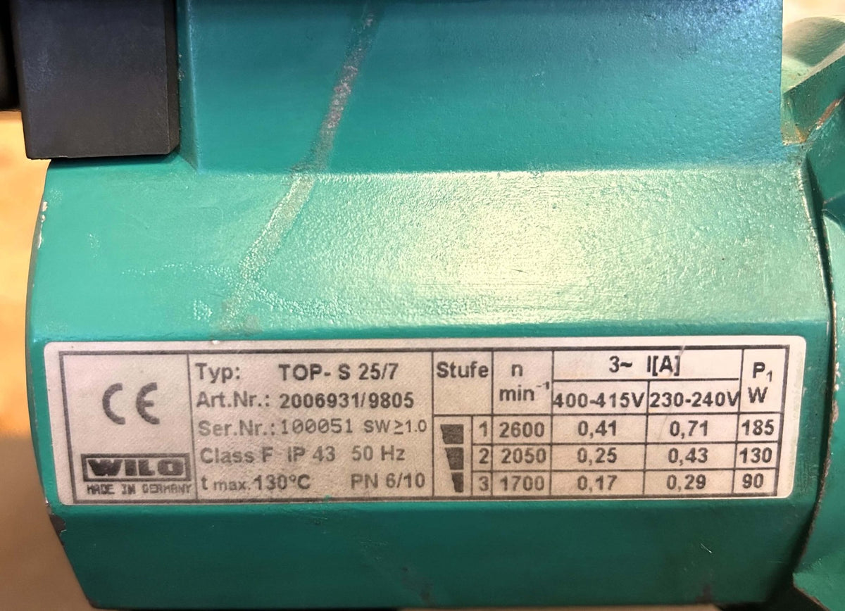 WILO TOP-S25/7 Heizungspumpe 3x400V Umwälzpumpe  P9/112