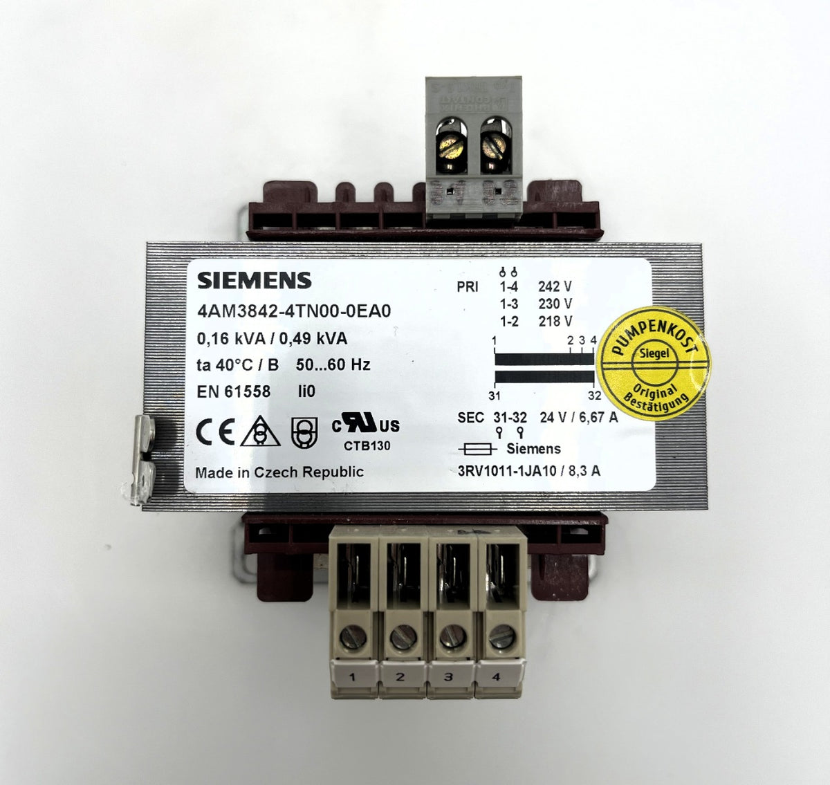 Siemens 4AM3842-4TN00-0EA0 pri.  218 230 242 V sek 24V 6,67A 160VA T10/188