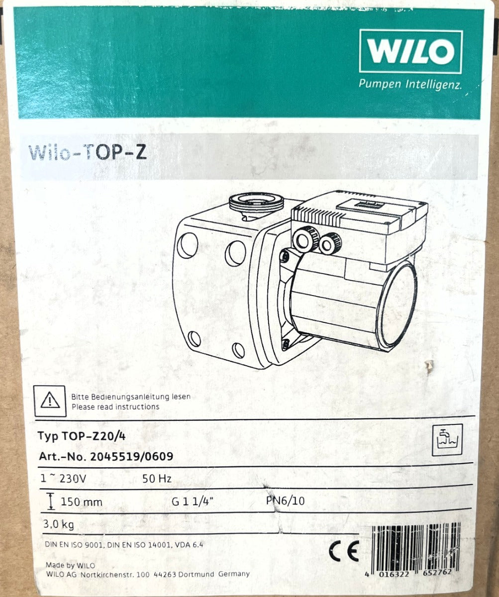 Wilo TOP Z 20/4 Zirkulationspumpe Trinkwasser 1x230V Umwälzpumpe 150mm P14/729