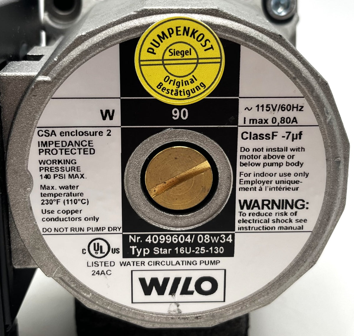 Wilo Star 16 U -25-130 Zirkulationspumpe 115V P18/34