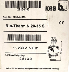 KSB Rio-Therm N 2015 S Zirkulationspumpe Rotguss 1x230V  P13/941