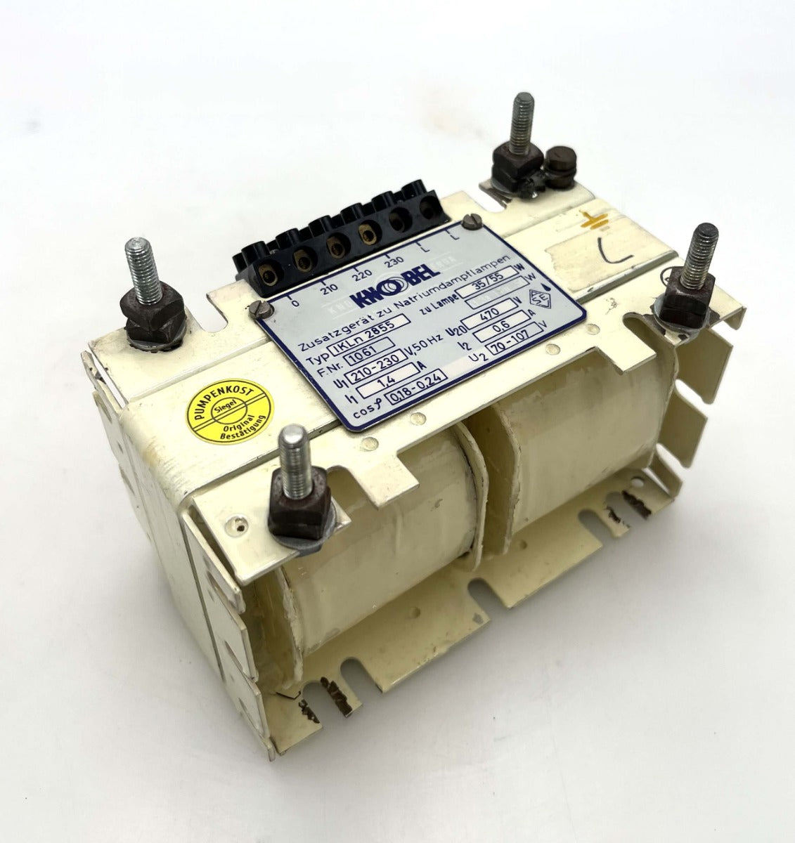 Knobel IKLn 2855 Trafo  Zusatzgerät Natriumdampflampe Drossel 210-230V auf 470V, 70-107V T9/248