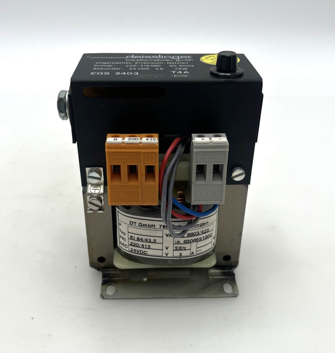 Deisslinger EGS 2403 Transformator 220/415V → 24V DC 3A Trafo Industrie T9/25