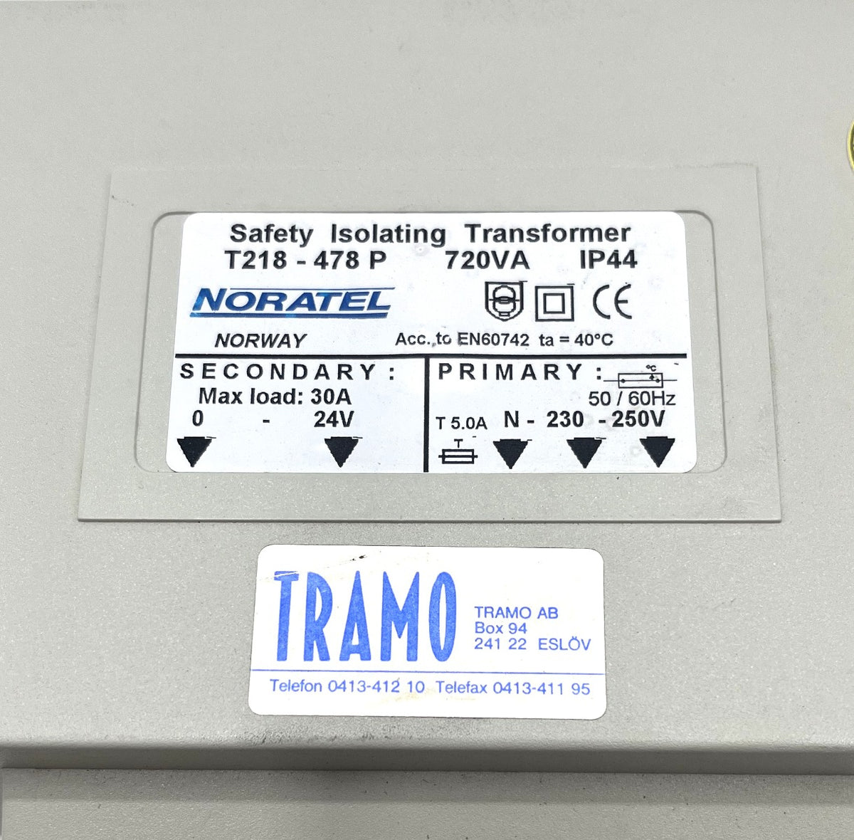 NORATEL Sicherheitstransformator 230V auf 24V 720VA T218-478P IP44 Trenntrafo T9/406