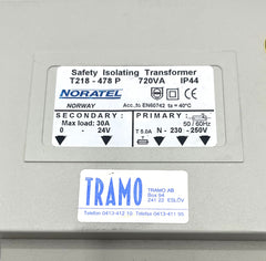 NORATEL Sicherheitstransformator 230V auf 24V 720VA T218-478P IP44 Trenntrafo T9/406