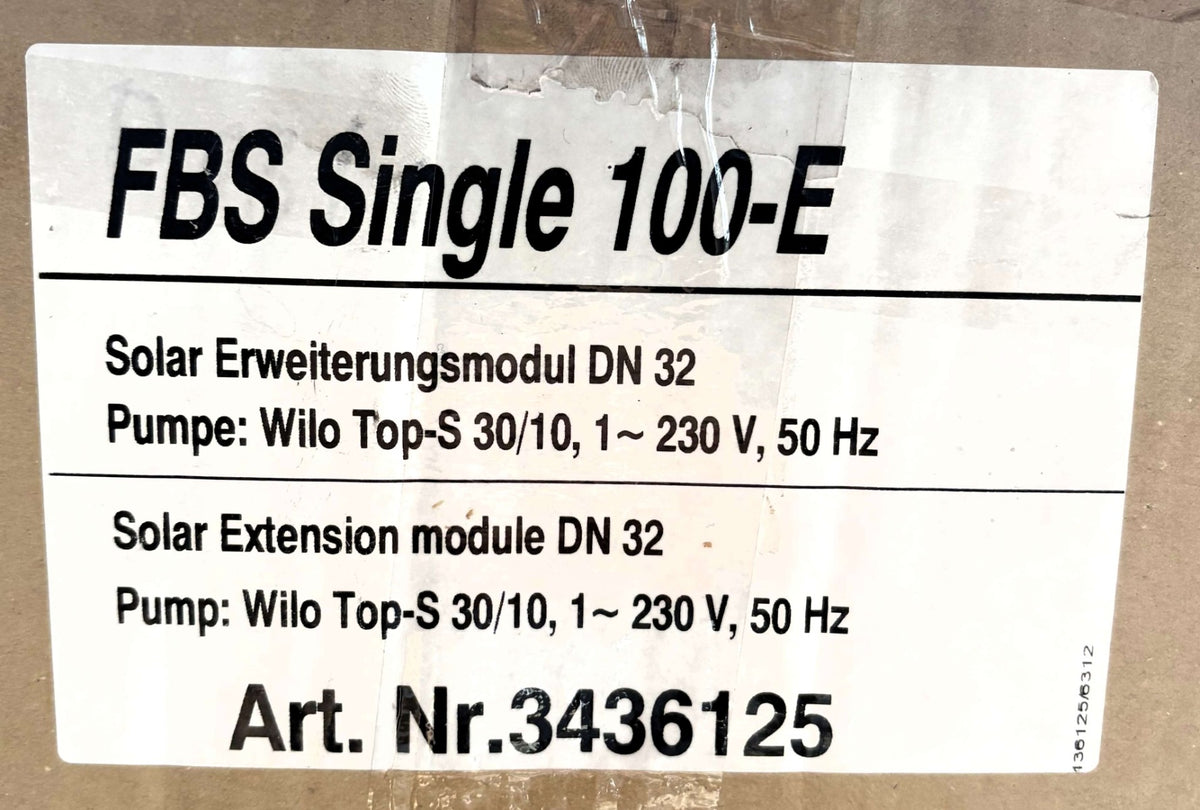 Flow Box FBS Single 100-E Solar Erweiterungsmodul DN 32 Wilo Top S 30/10 P13/1486