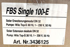Flow Box FBS Single 100-E Solar Erweiterungsmodul DN 32 Wilo Top S 30/10 P13/1486