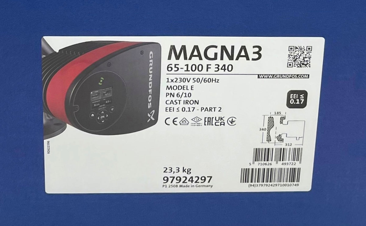 Grundfos Magna3 65-100 F 340mm Energiesparpumpe Heizungspumpe 1x230V  P25/33