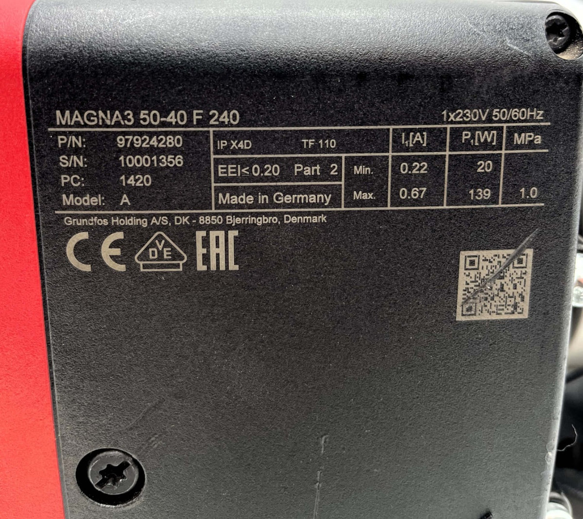 Grundfos Magna3 50-40 F 240 Heizungspumpe 1×230V Energiespar-Umwälzpumpe P16/350 