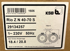 KSB RIO Z N 40 -70 S Doppelpumpe 1x230V Heizungspumpe 250mm P16/59