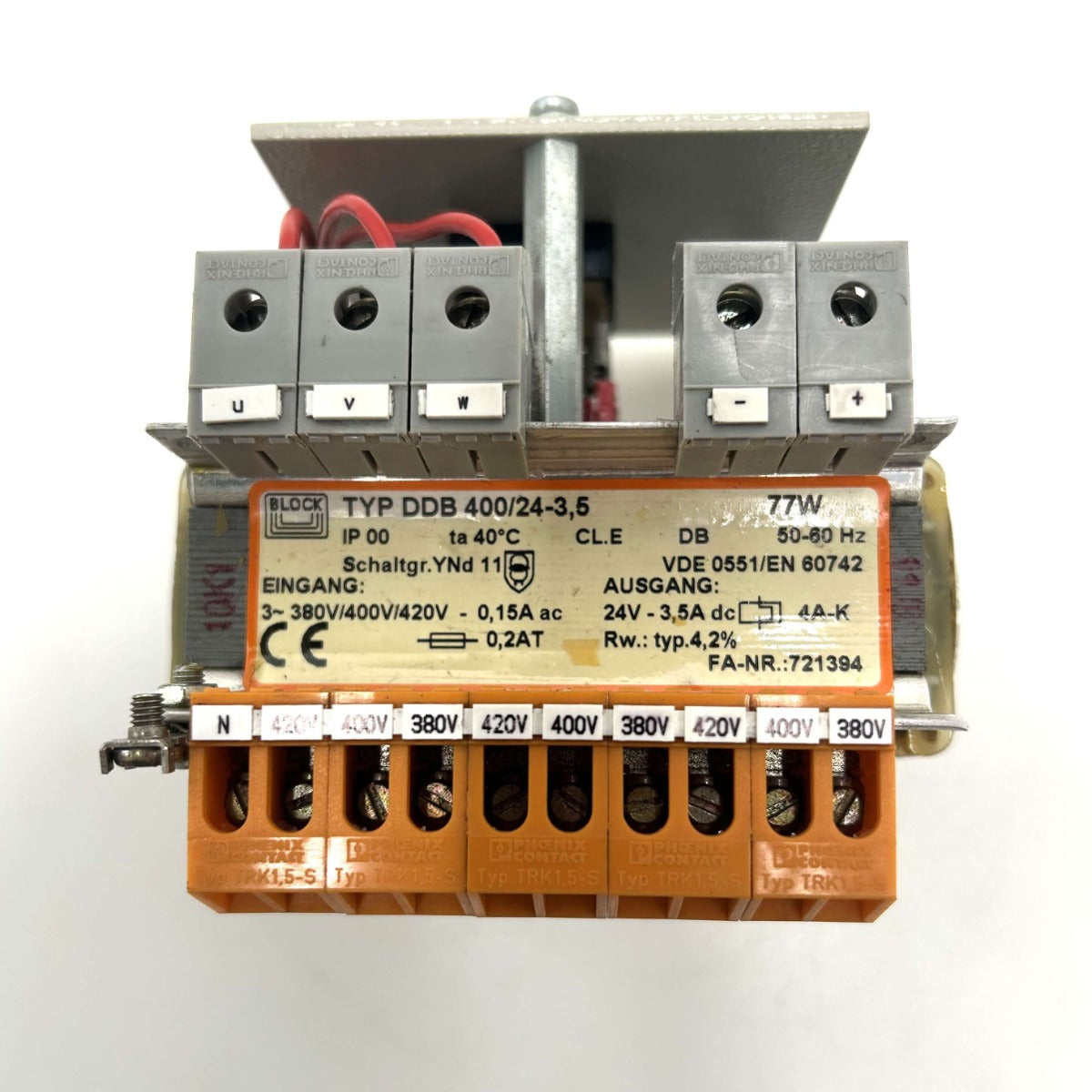 Trafo Block 3x400 V sek. 24 V DC 3,5 A Transformator T9/137