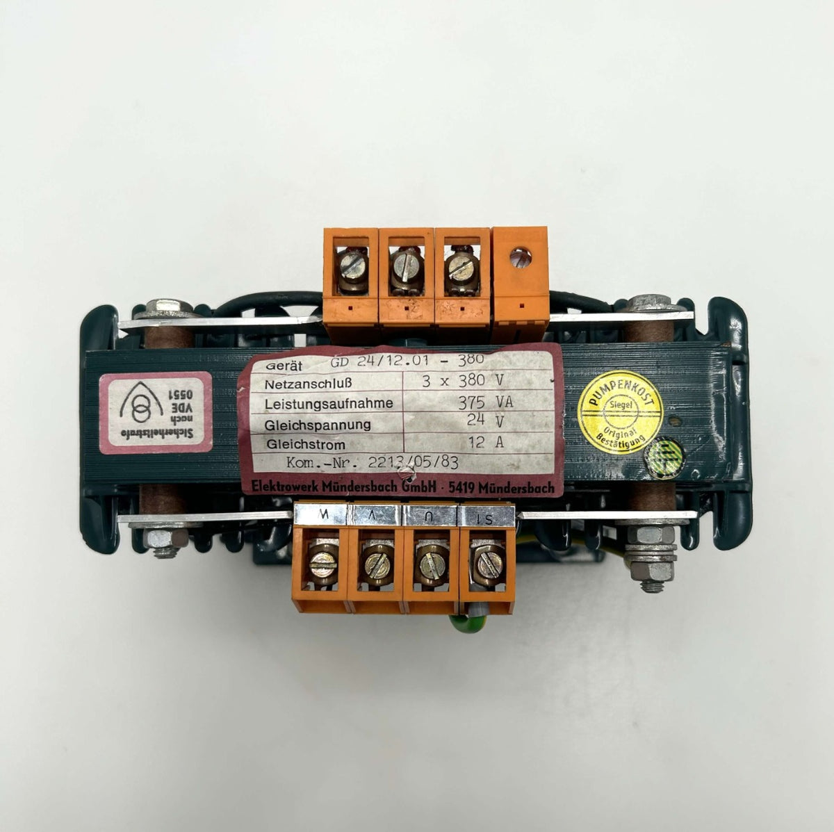 Elektrowerk Mündersbach Transformator GD 24/12.01-380