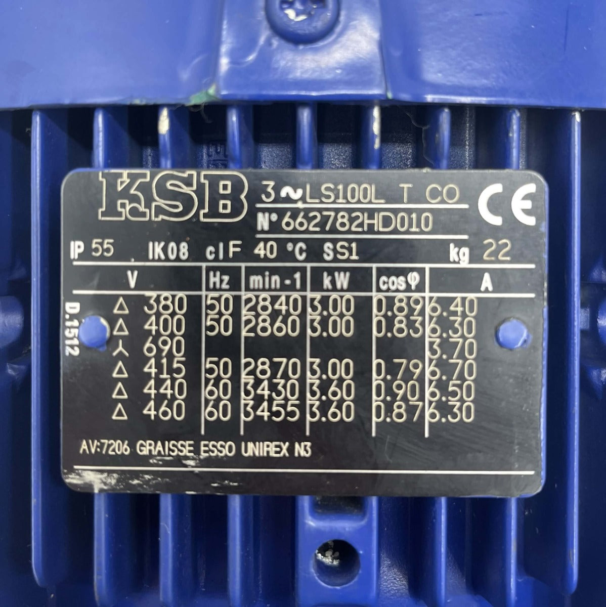 KSB Ersatzmotor 662782HD010 Motor für KSB Movichrom 3x400 V 6,3 A 3 kW P14/523