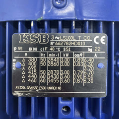 KSB Ersatzmotor 662782HD010 Motor für KSB Movichrom 3x400 V 6,3 A 3 kW P14/523