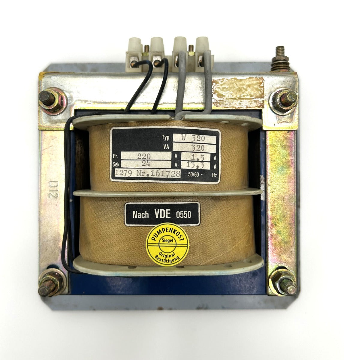 Transformator  W 320  Trafo  pri.220 V  sek.24 V  13,3 A  320 VA  T9/1038