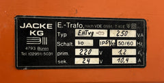 Jacke EHTvg Transformator Trafo pri. 220V 1,2 A sek. 24 V 10,4 A 250 VA   T10/49