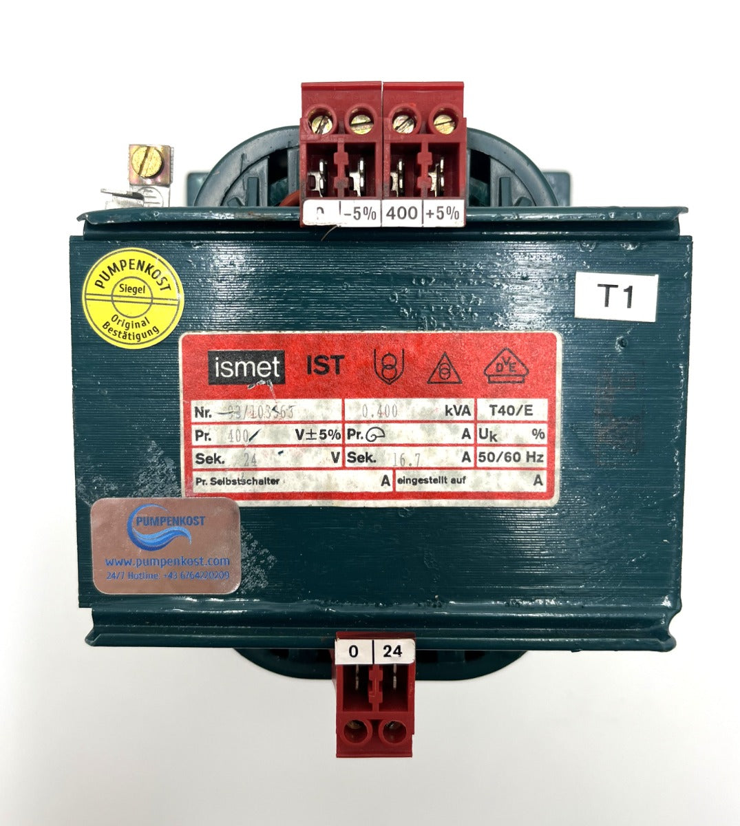 ISMET IST Trafo pri. 400 V sek. 24 V 0,4 kVA  T10/207