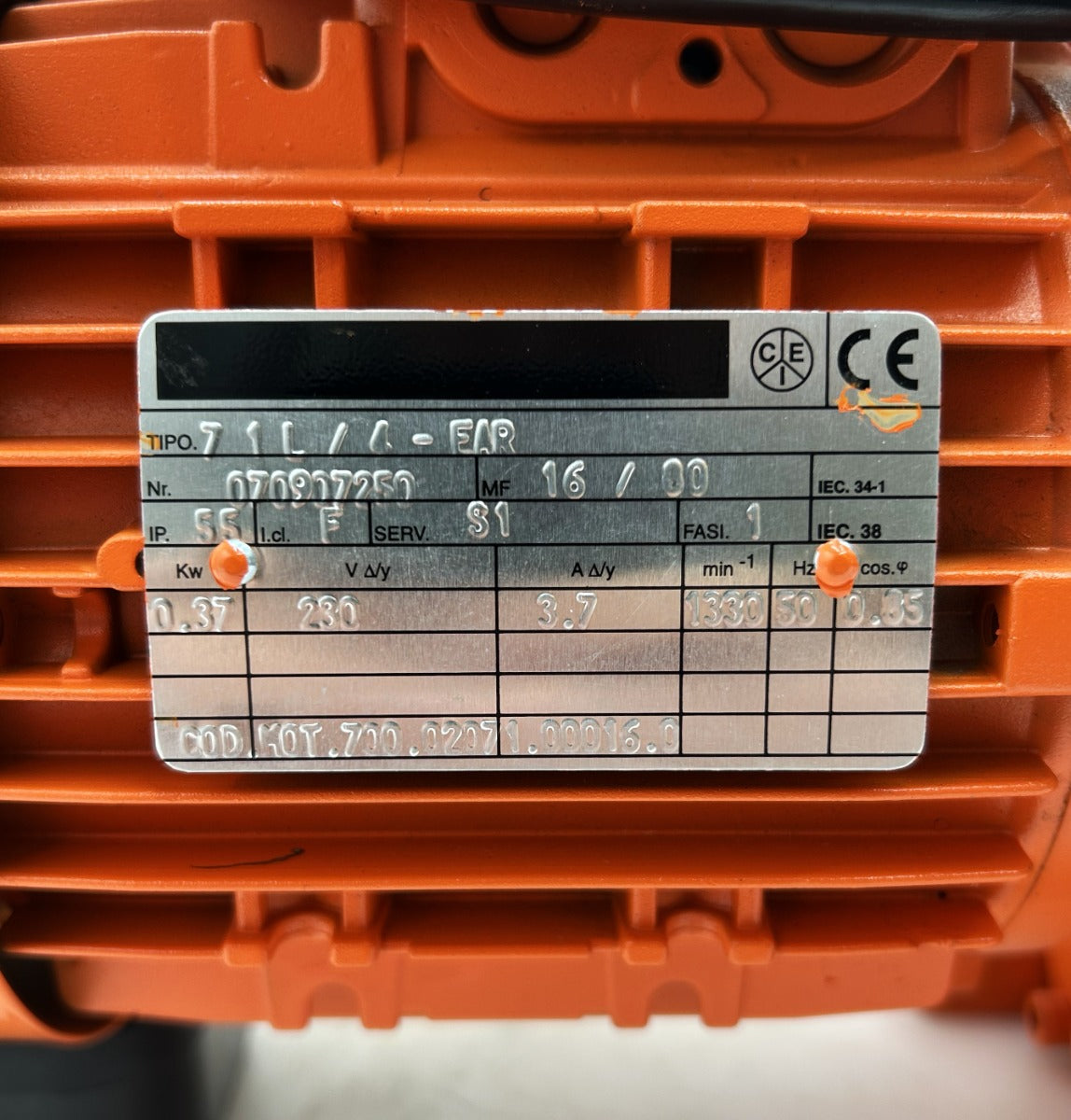 Rehfuss SR220C-71L/4-EAR 0,37 kW 1x230V 63 U/min Getriebemotor  S11/36