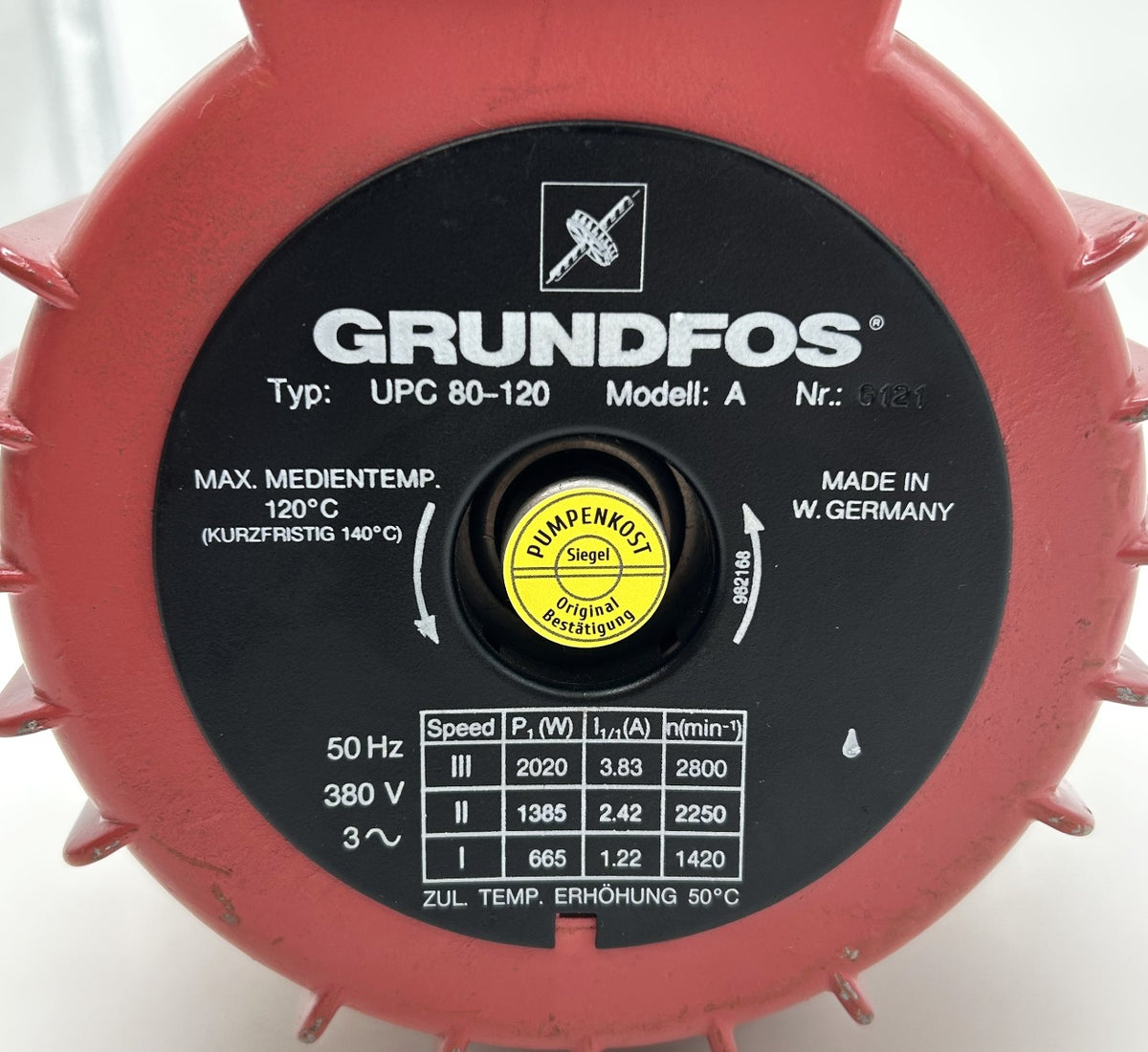 Grundfos UPC 80-120 F Pumpenmotor Heizungspumpe Umwälzpumpe 3x400V P25/12