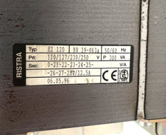 Ristra EI 120 BV 19-063a Transformator 110-250V → 21-28V 300VA Zweikammertrafo T9/254